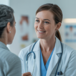 A medical professional providing care in a clean, modern urgent care facility, symbolizing accessible healthcare.