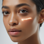 Close-up of a model's glowing, clear skin after a professional facial cleansing.