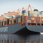 High-quality image of an import container ship unloading electronic and IT goods at an Indian port, illustrating BIS certification importance for importers in India